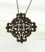 Vintage Sterling Silver Marcasite Pin/ Necklace