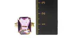 10K Yellow Gold 1960's Amethyst Retro Cocktail Statement Ring