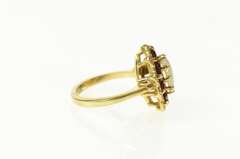 14K Yellow Gold Oval Opal Garnet Halo Statement Cocktail Ring