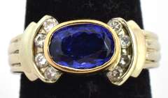 Lavish Tanzanite & Diamond Ring in 18KT 2-Tone Gold