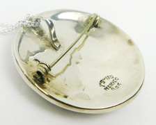 Big Mexican Sterling & Black Onyx Pin/Pendant with Chain