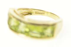 10K Yellow Gold Five Stone Princess Square Peridot Band Ring