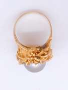 18kt Gold Pearl, Diamond, Nugget Ring