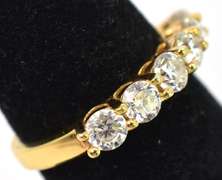 Glittering Moissanite Ring in Vermeil, Size 4-3/4
