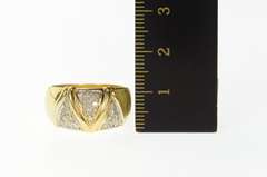 14K Yellow Gold Pave Zig Zag Diamond Graduated Statement Ring