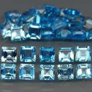 Vivid! 7.90ct radiant princess cut Swiss blue Topaz set