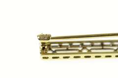 14K Yellow Gold Art Deco Diamond Ornate Filigree Bar Pin/Brooch