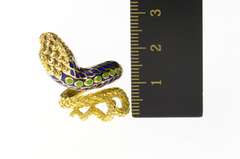 18K Yellow Gold Green Blue Enamel Victorian Snake Serpent Ring