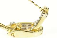 14K Yellow Gold 0.60 Ctw Princess Diamond Oval Hoop Earrings