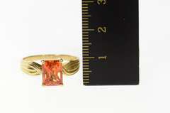 10K Yellow Gold Emerald Syn. Mexican Fire Opal Statement Ring