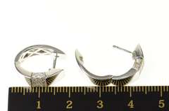 18K White Gold 0.54 Ctw Princess Diamond Oval Hoop Earrings