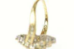 14K Yellow Gold Classic Diamond Cluster Statement Bypass Ring
