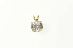 14K Yellow Gold Round Classic Solitaire Simple Cubic Zirconia Pendant