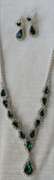 Set Of Emerald Color Fashion Jewelry Neck Lace And Earrings