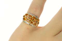 14K Yellow Gold Tiered Oval Citrine Diamond Accent Statement Ring