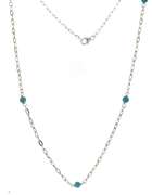 Wonderful White Gold Blue Bead Station Necklace
