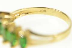 14K Yellow Gold Five Stone Green Tourmaline Statement Band Ring