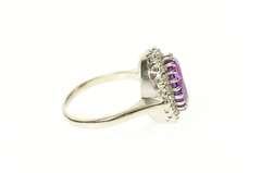 14K White Gold Oval Amethyst Diamond Halo Cocktail Ring