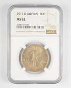 MS62 1917-D Walking Liberty Half Dollar - Obverse - Graded NGC
