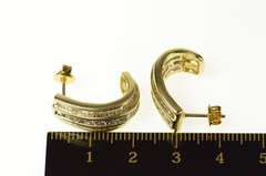 10K Yellow Gold 1.68 Ctw Round Baguette Diamond Semi Hoop Earrings