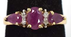 Sweet Ruby & Diamond Ring in 14KT Yellow Gold