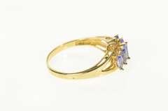 10K Yellow Gold Marquise Tanzanite Five Stone Statement Band Ring