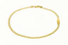 14K Yellow Gold 3.1mm Curb Chain Oval Engravable Anklet Bracelet