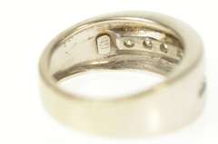 10K White Gold Classic Diamond Satin Finish Statement Band Ring