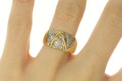 14K Yellow Gold Pave Zig Zag Diamond Graduated Statement Ring