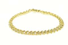 14K Yellow Gold 2.46 Ctw Classic Wavy Link Diamond Tennis Bracelet