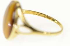 10K Yellow Gold Oval Tiger's Eye Retro Statement Ring