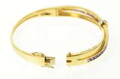 18K Yellow Gold Guy Laroche Amethyst Diamond Bangle Bracelet