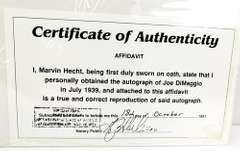 Gehrig & DiMaggio Photo w/Repro Autographs & COA