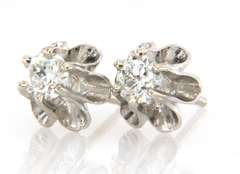 Precious 14kt WG Euro Cut Diamond Earrings