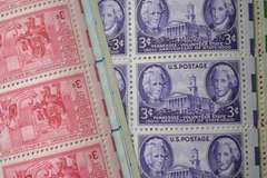 30 Mint 3 Cent US Comm Stamp Sheets 1940-50 Era