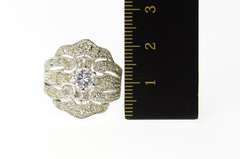 Sterling Silver Ornate Pave Cubic Zirconia Statement Ring
