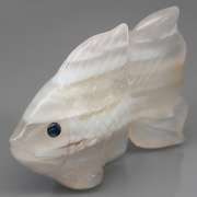 Gorgeous 86.78ct striped Agate and Sapphire carving