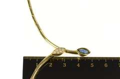 14K Yellow Gold 1.09 Ctw Marquise Sapphire Diamond Wrap Necklace