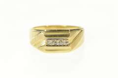 10K Yellow Gold Men's Squared Diamond Graduated Wedding Ring