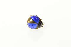 Gold Filled Blue Enamel Ornate Retro Lady Bug Dress Pin/Brooch