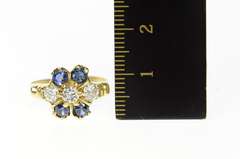 14K Yellow Gold 0.97 Ctw 1940's Diamond Sapphire Cocktail Ring