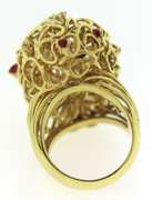 Romantic 18kt Rubies and Diamond Wire Basket Ring
