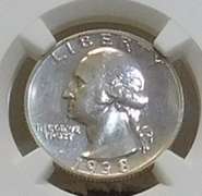 1938 PROOF Wash Qtr NGC PF-62 Brilliant
