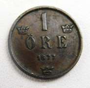 1877 One Ore Sweden Coin