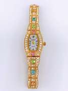 Ladies Geneva & Gemstone Watch, 18kt Gold Plated
