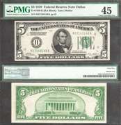 $5 1928 FRN Numeral Seal Dallas Fr. 1950-K PMG Choice Extremely Fine 45