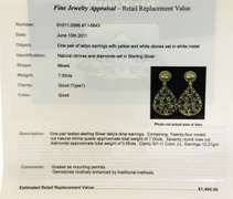 Handsome Sterling Silver Natural Citrine and Diamond Earrings