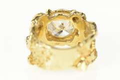 14K Yellow Gold Retro Brutalist Solitaire Travel Engagement Ring