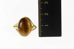 10K Yellow Gold Oval Tiger's Eye Retro Statement Ring