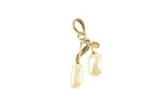 14K Yellow Gold Victorian Blister Pearl Fruit Motif Branch Pendant